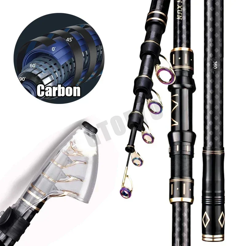 Fishing Rod Surf - 2.1m 2.7m 3.6m 4.5m 伸縮式釣り竿 高炭素トラベルシーロッド