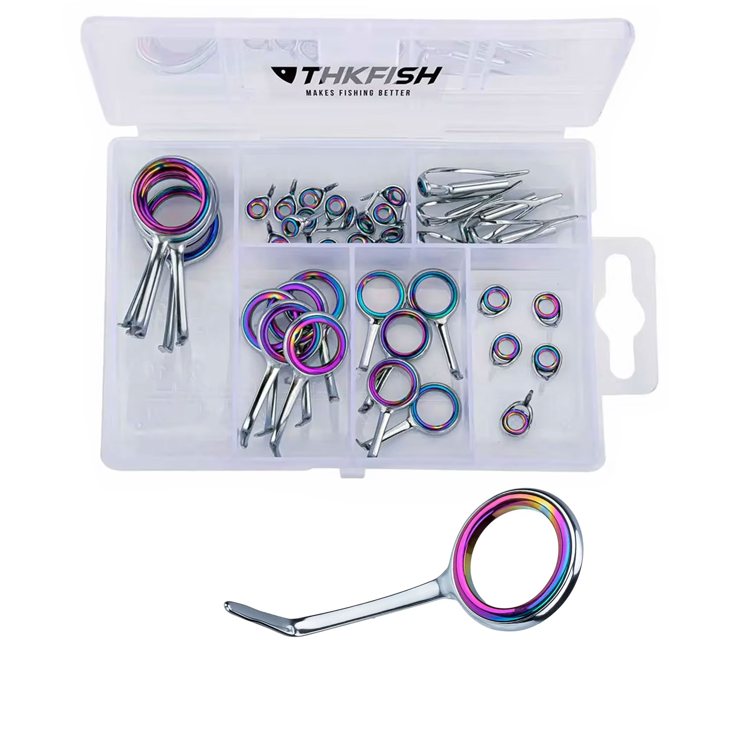 Fishing Rod Building Kit - ステンレス鋼の釣り竿ガイド,40個,釣り竿ガイド,チップトップ修理セット,交換セット