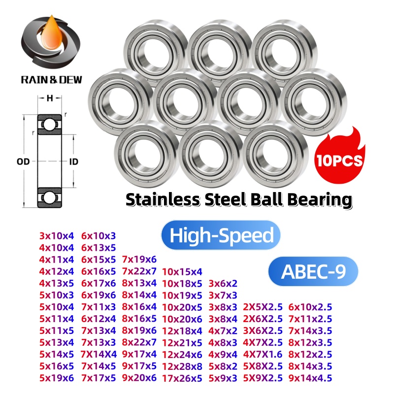 Abu Garcia Reel Revo - 10個入り ステンレス鋼製ボールベアリング SMR74ZZ 4x7x2.5mm 釣り用リールベアリング ダイワ＆シマノ＆アブガルシアリールハンドル用ベアリング