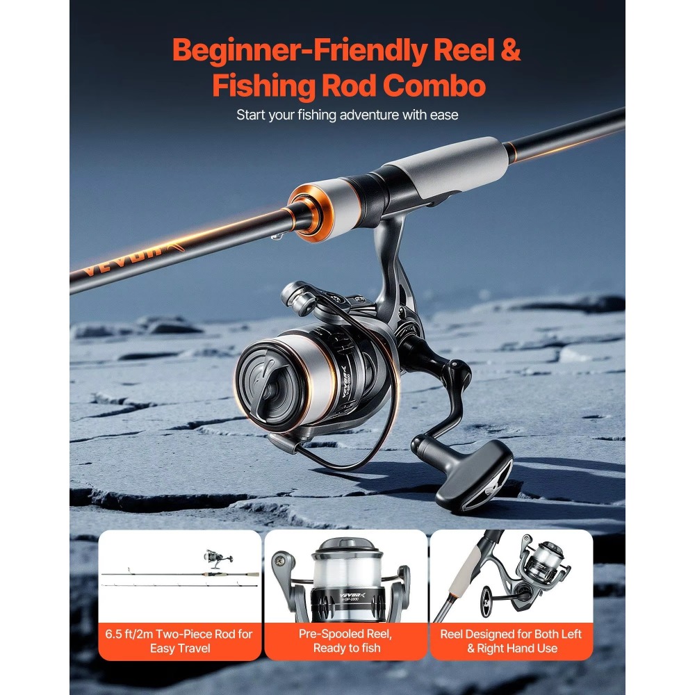 カーボンファイバー製バス釣り竿コンボ 6.5フィート ツーピ - Fishing Rod Combo のレビューと価格